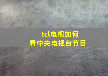 tcl电视如何看中央电视台节目