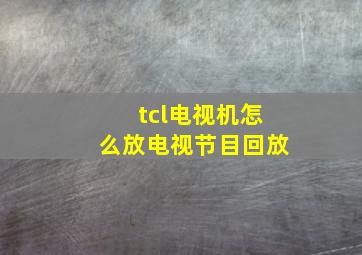 tcl电视机怎么放电视节目回放