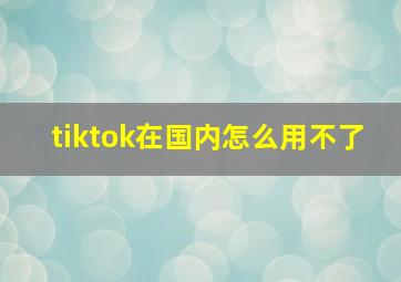 tiktok在国内怎么用不了