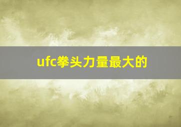 ufc拳头力量最大的