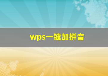 wps一键加拼音