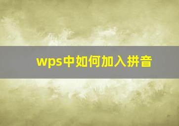 wps中如何加入拼音