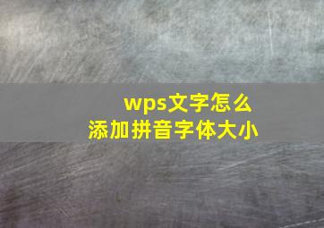 wps文字怎么添加拼音字体大小