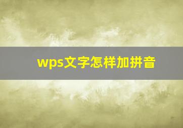 wps文字怎样加拼音