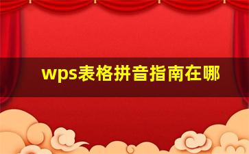 wps表格拼音指南在哪