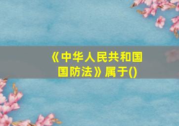 《中华人民共和国国防法》属于()