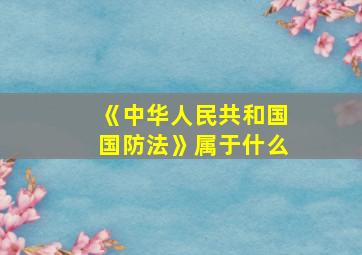 《中华人民共和国国防法》属于什么