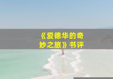 《爱德华的奇妙之旅》书评