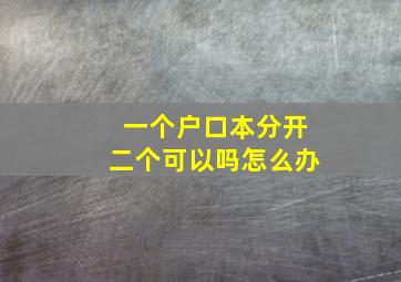 一个户口本分开二个可以吗怎么办