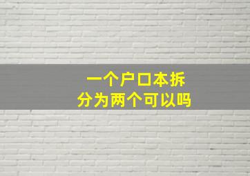 一个户口本拆分为两个可以吗