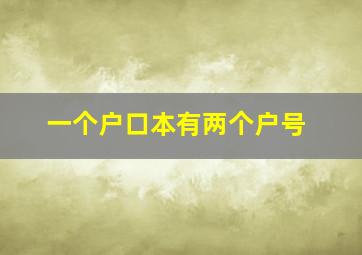 一个户口本有两个户号