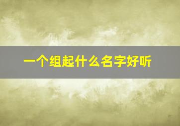 一个组起什么名字好听