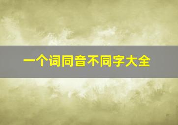 一个词同音不同字大全