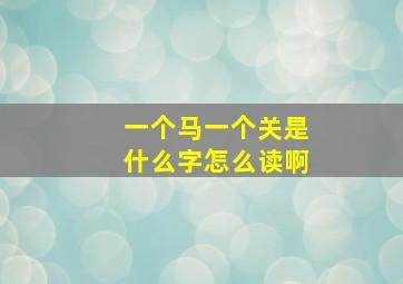 一个马一个关是什么字怎么读啊