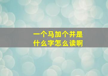 一个马加个并是什么字怎么读啊