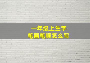 一年级上生字笔画笔顺怎么写