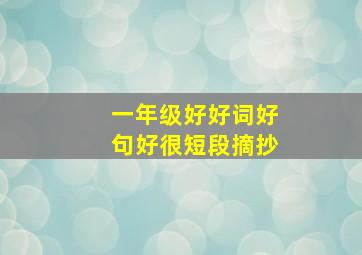 一年级好好词好句好很短段摘抄