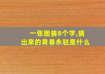 一张图猜8个字,猜出来的青春永驻是什么