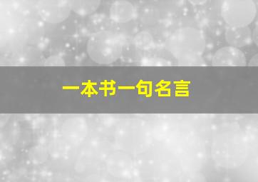 一本书一句名言