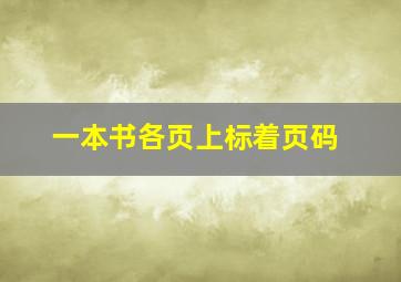 一本书各页上标着页码