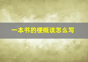 一本书的梗概该怎么写