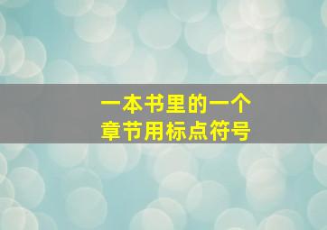 一本书里的一个章节用标点符号