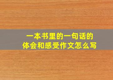 一本书里的一句话的体会和感受作文怎么写