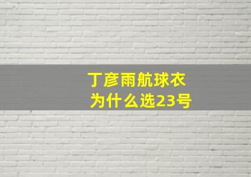 丁彦雨航球衣为什么选23号