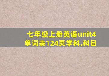 七年级上册英语unit4单词表124页学科,科目