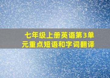 七年级上册英语第3单元重点短语和字词翻译