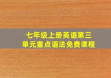 七年级上册英语第三单元重点语法免费课程