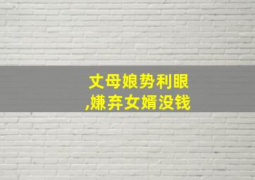 丈母娘势利眼,嫌弃女婿没钱