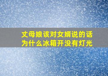 丈母娘该对女婿说的话为什么冰箱开没有灯光