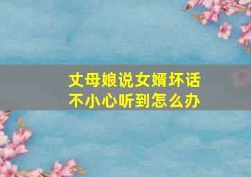 丈母娘说女婿坏话不小心听到怎么办