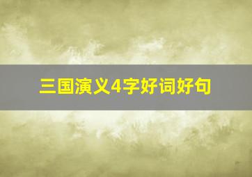 三国演义4字好词好句