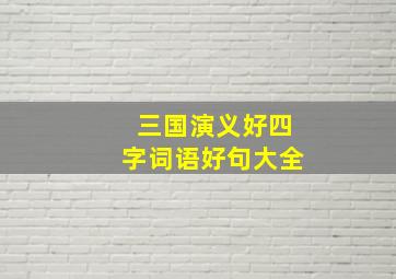 三国演义好四字词语好句大全