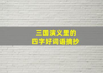 三国演义里的四字好词语摘抄