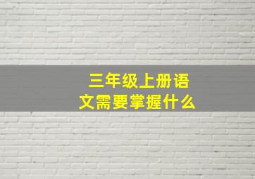 三年级上册语文需要掌握什么