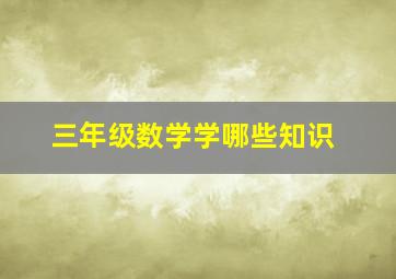 三年级数学学哪些知识