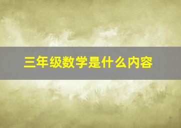 三年级数学是什么内容