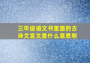 三年级语文书里面的古诗文言文是什么意思啊