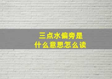 三点水偏旁是什么意思怎么读