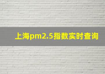 上海pm2.5指数实时查询