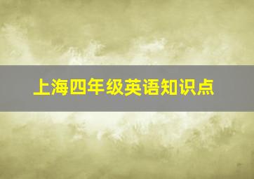 上海四年级英语知识点