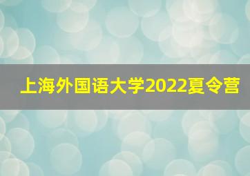 上海外国语大学2022夏令营