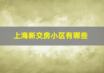 上海新交房小区有哪些