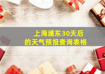 上海浦东30天后的天气预报查询表格