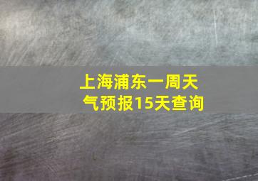 上海浦东一周天气预报15天查询