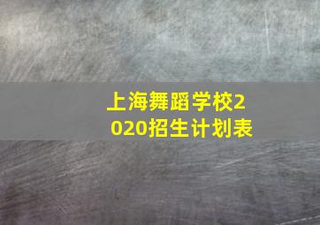 上海舞蹈学校2020招生计划表