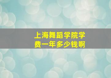 上海舞蹈学院学费一年多少钱啊